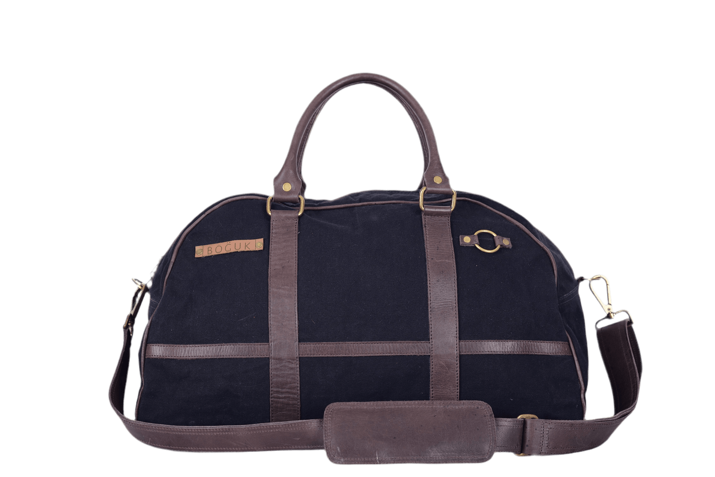 Black Canvas/ Leather Duffle Bag - BOGUK