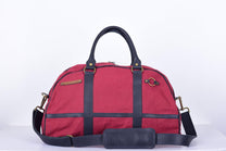 Burgandy Canvas/ Leather Duffle Bag - BOGUK