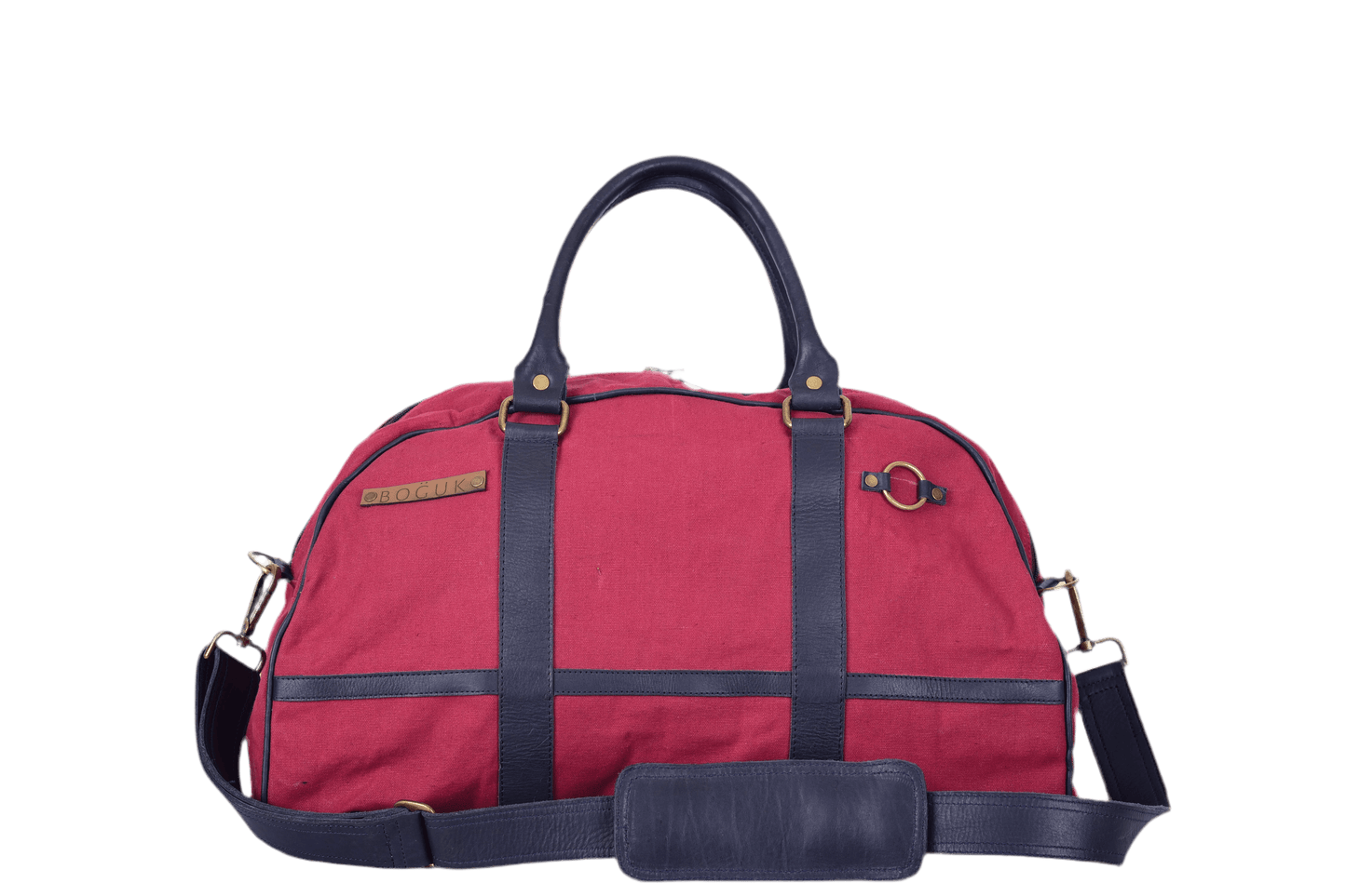 Burgandy Canvas/ Leather Duffle Bag