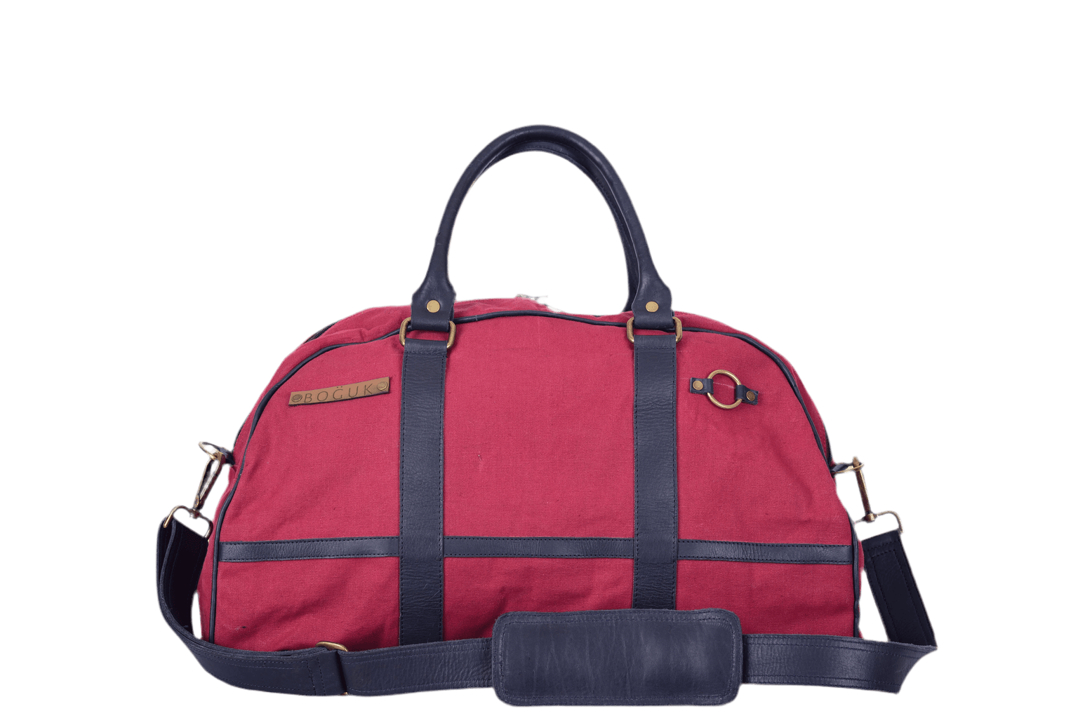 Burgandy Canvas/ Leather Duffle Bag - BOGUK