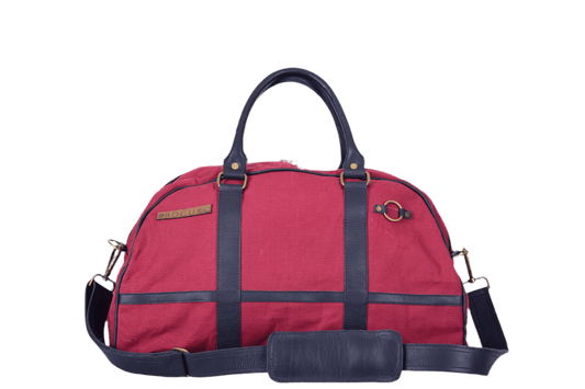 Burgandy Canvas/ Leather Duffle Bag