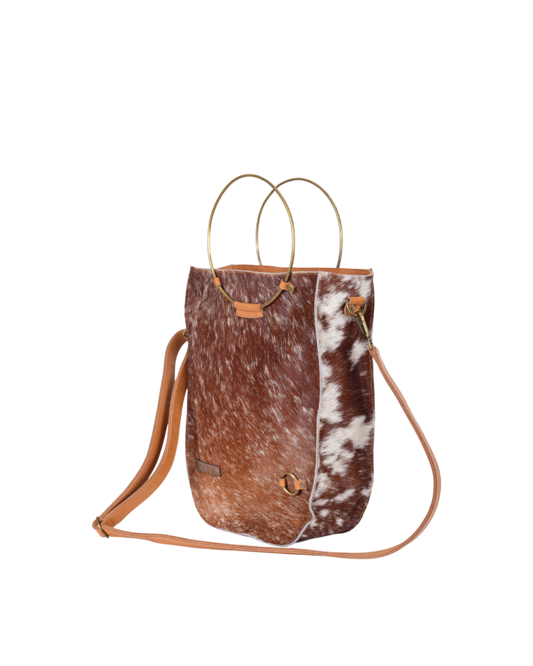 Hairon Leather/Brass Shoulder Bag - BOGUK