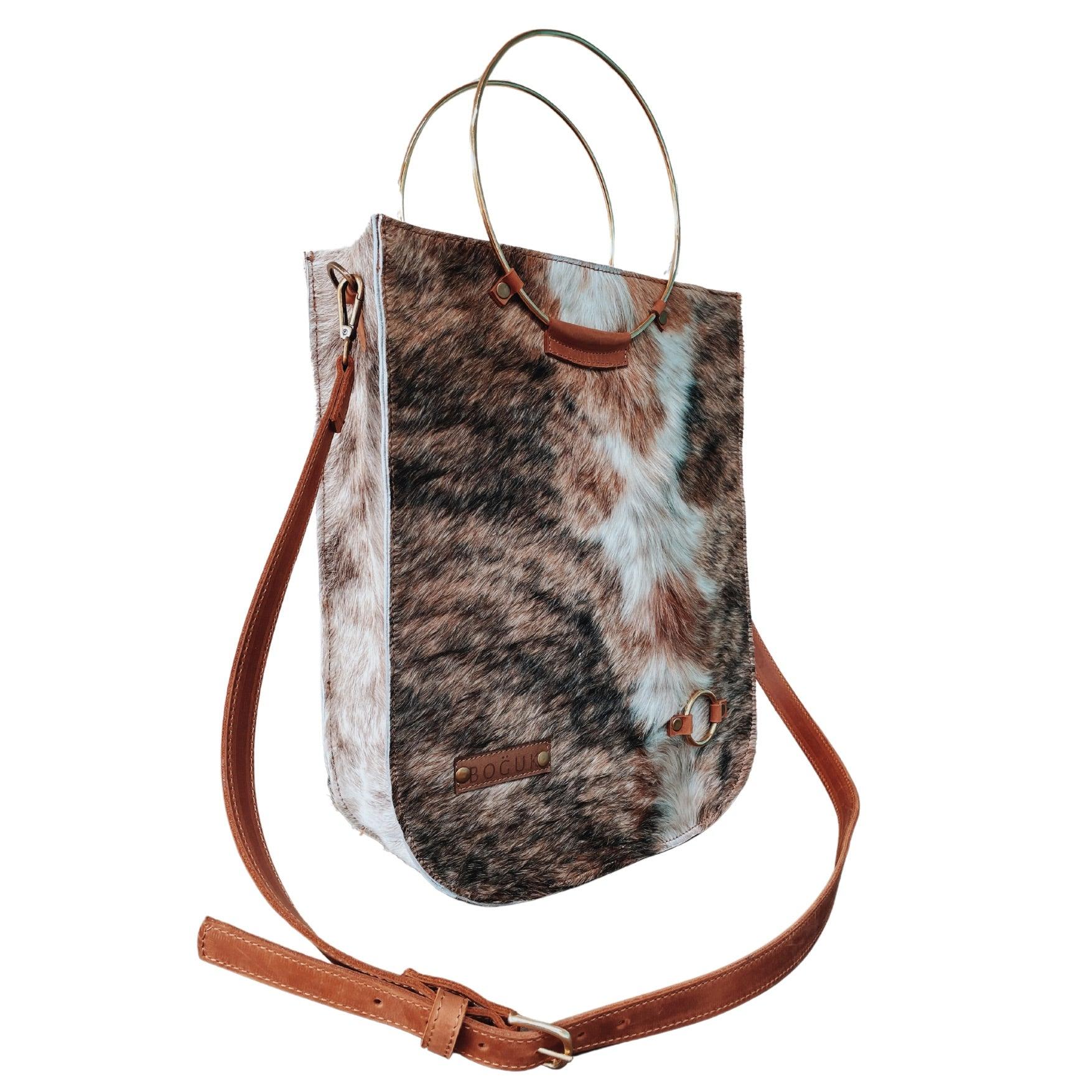 Hairon Leather/Brass Shoulder Bag - BOGUK